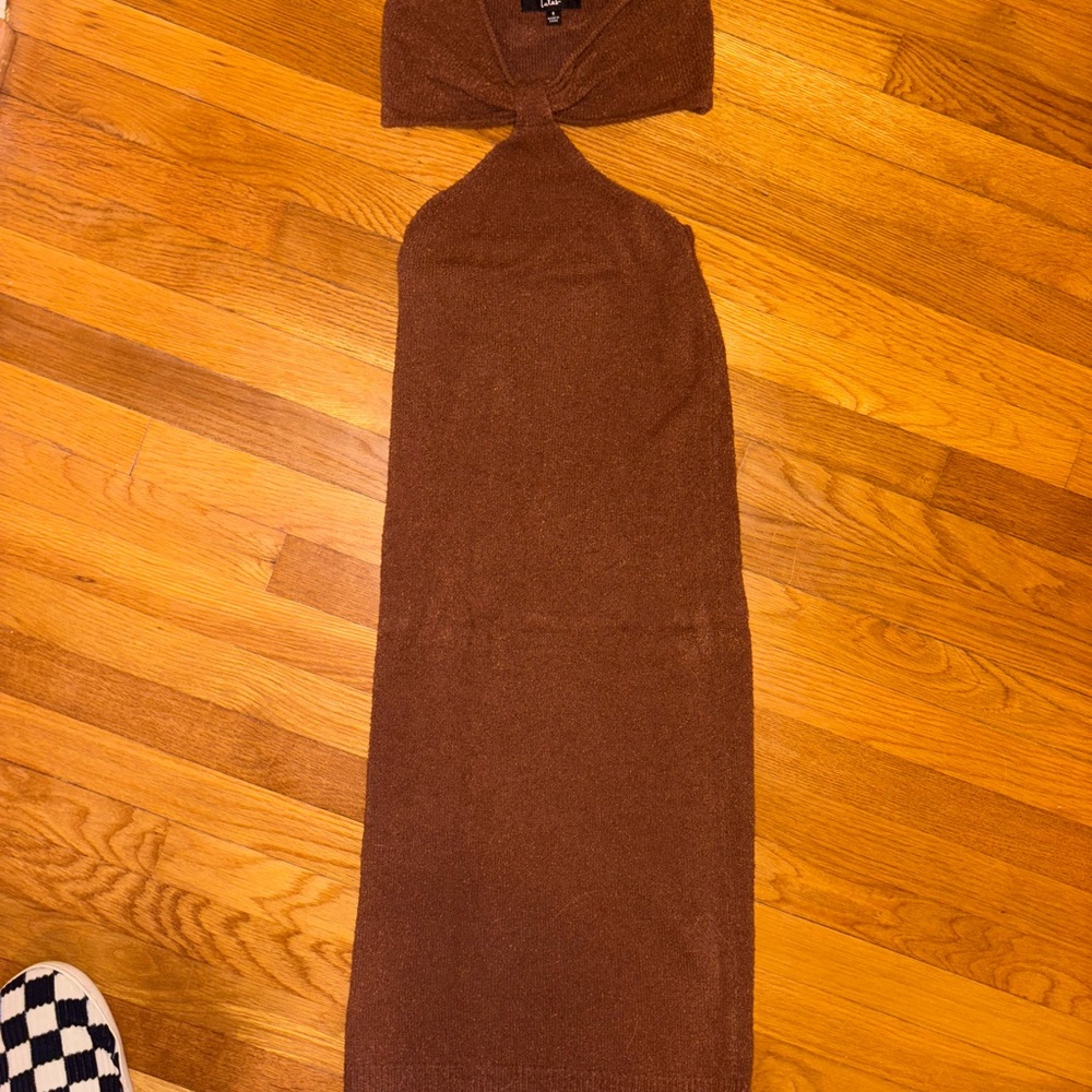 Lulu's Strapless Stretchy, Soft Brown Dress